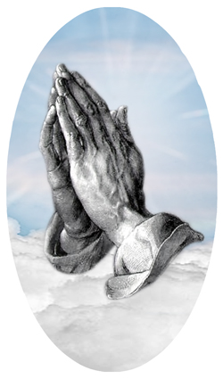 DNSBLUF 103 BL Praying Hands Clouds Blue